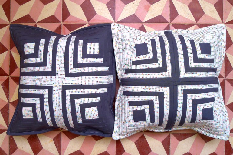 almofadas Log Cabin twins