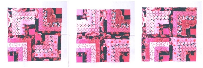 estudos Log Cabin rosa