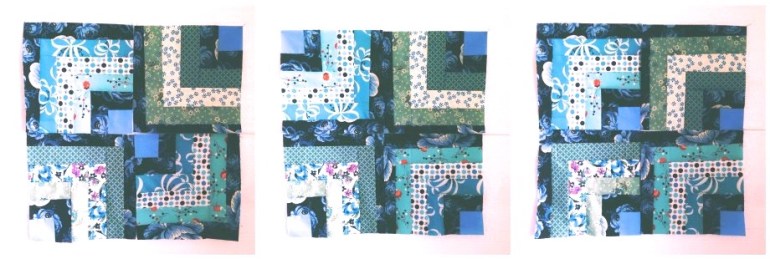 estudos Log Cabin azul