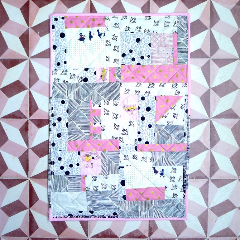 doll quilt pink &amp; black